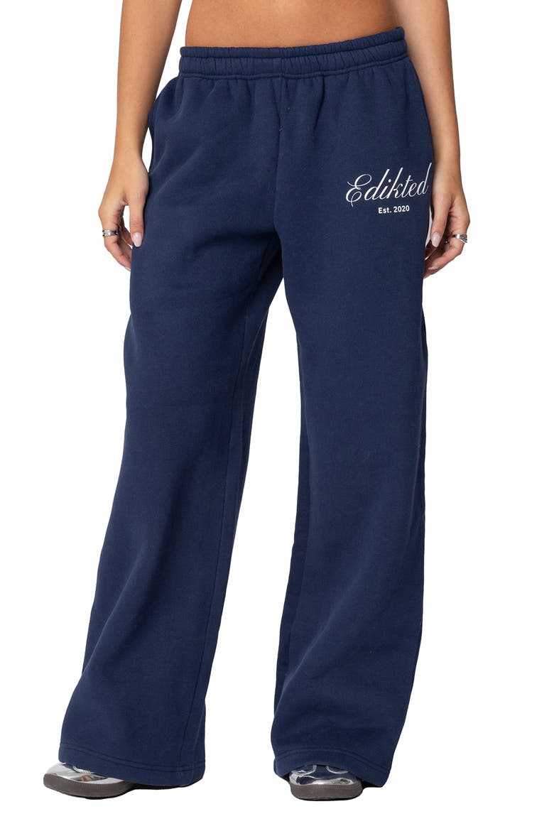 Get Edikted Relaxed Fit Cotton Blend Sweatpants, Main, color, NAVY