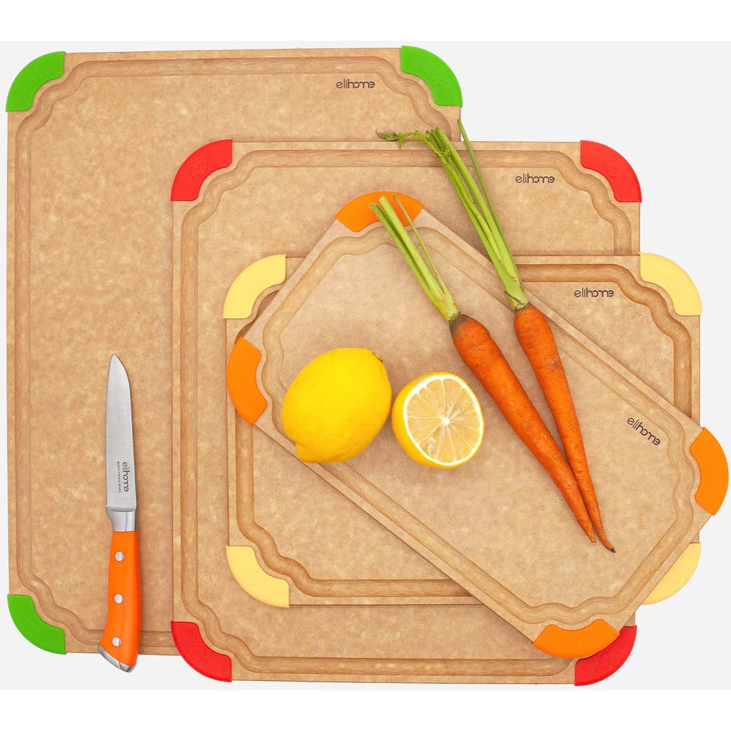 Eli Home Premium Series 4 Pieces Cutting Board Set In Brown