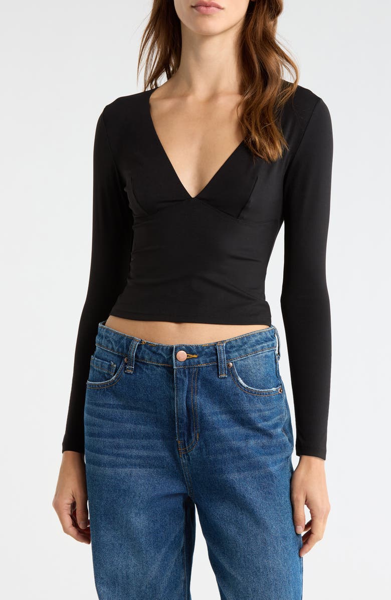 PacSun Gianna V-Neck Top, Main, color, Black