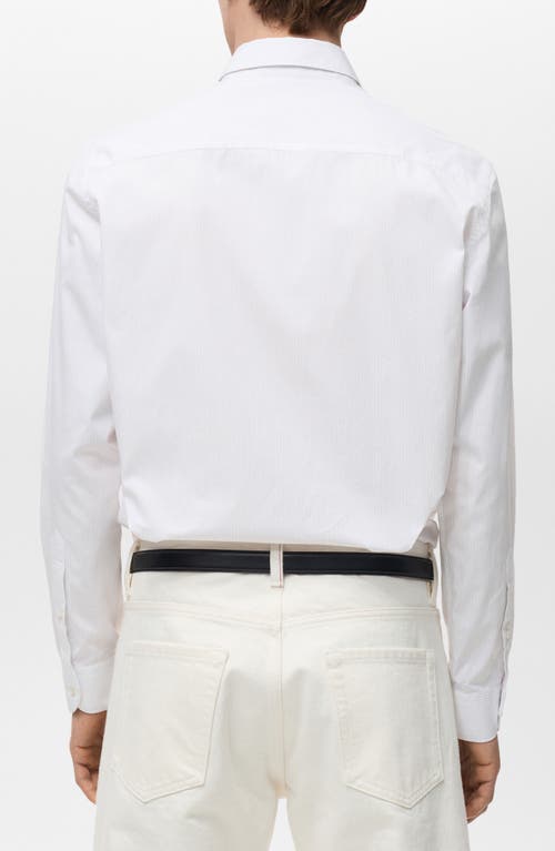 Mango Regular Fit Pinstripe Cotton Button-up Shirt In White