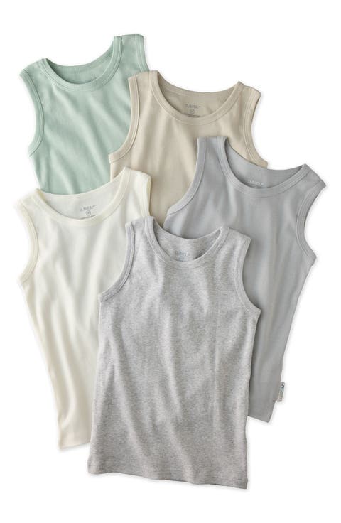 Kids' Malone Organic Cotton Assorted 5-Pack Muscle Tanks (Toddler)