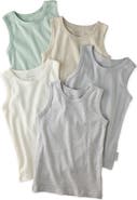 BUTTERBLU Kids' Malone Organic Cotton Assorted 5-Pack Muscle Tanks