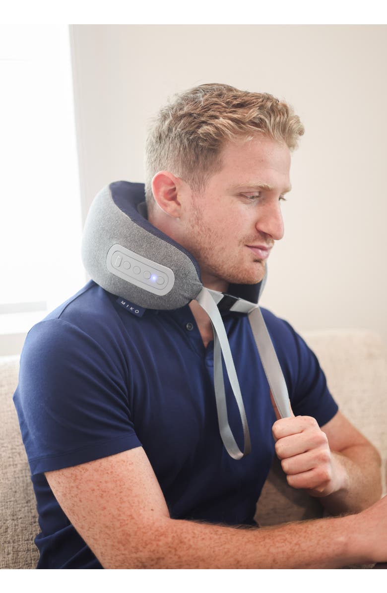MIKO Snug Neck Massage Pillow with Heat, Alternate, color, Grey