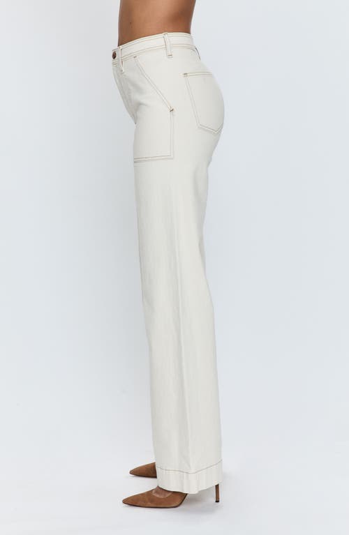 Pistola Penny Utility High Rise Wide Leg Denim Pants In Ecru In White