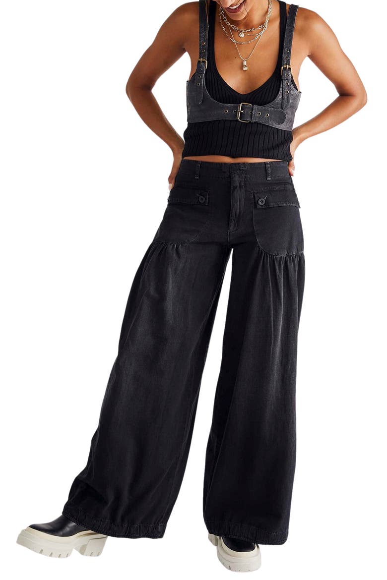 Lotus Drawstring Wide Leg Jeans, Alternate, color, SMOKE SHOW