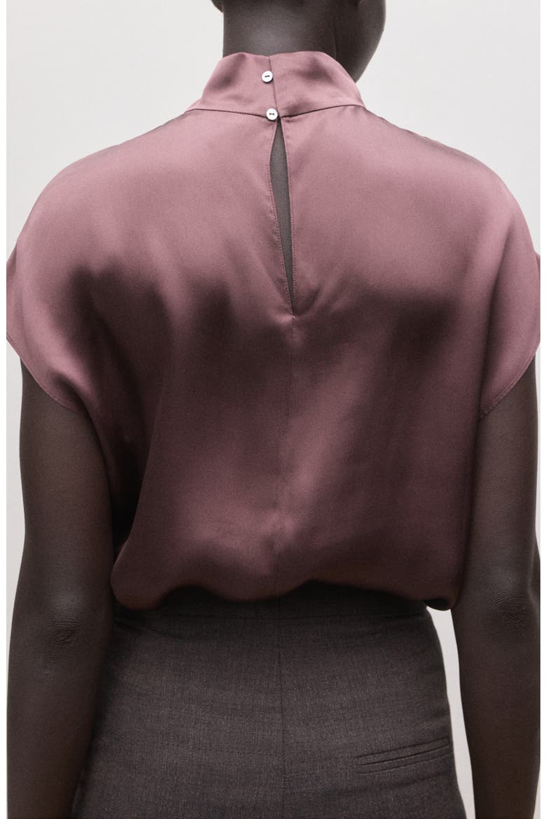 Mock Neck Silk Satin Top, Alternate, color, PURPLE