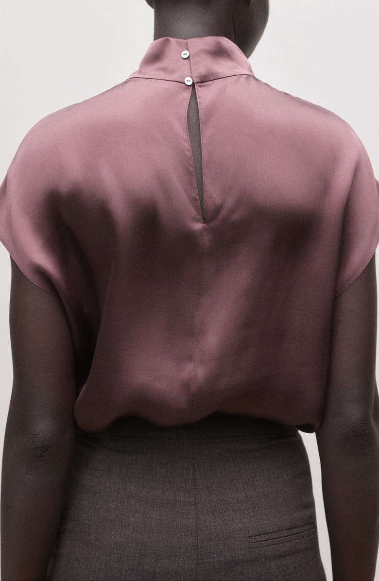 MANGO Mock Neck Silk Satin Top, Alternate, color,