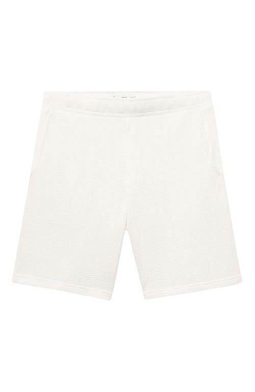 Mango Structured Knit Shorts In White