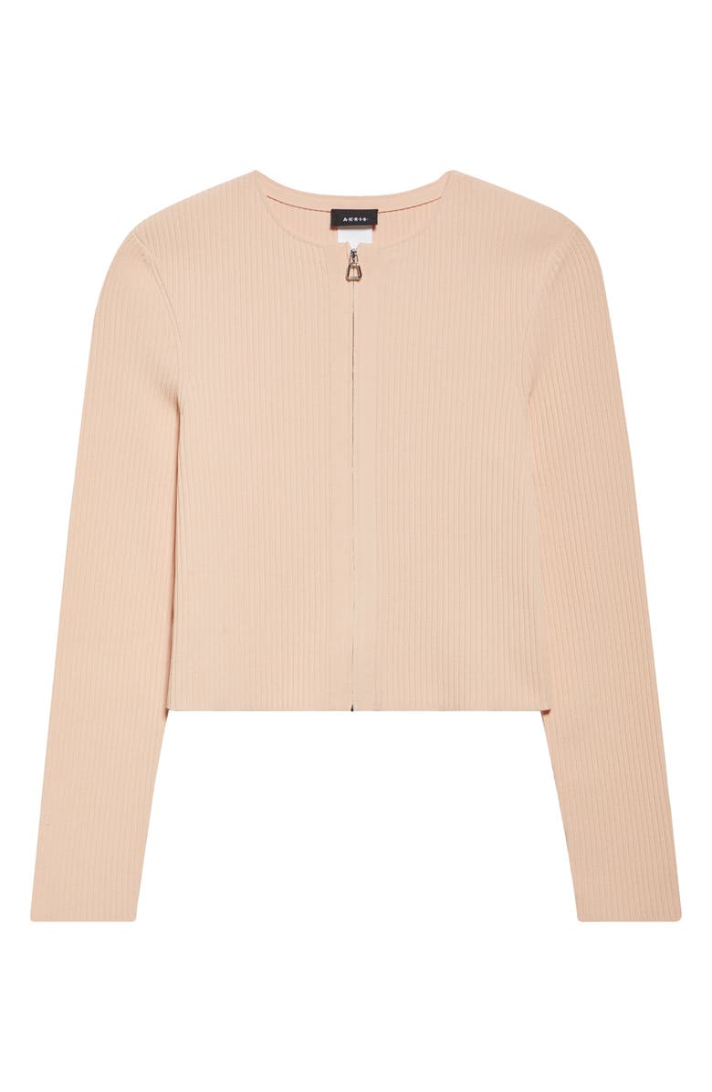 Akris Rib Zip Cardigan, Alternate, color, Peach