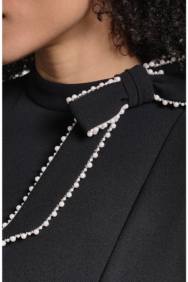 Bow Embellished Scuba Sheath Dress, Alternate, color, BLACK