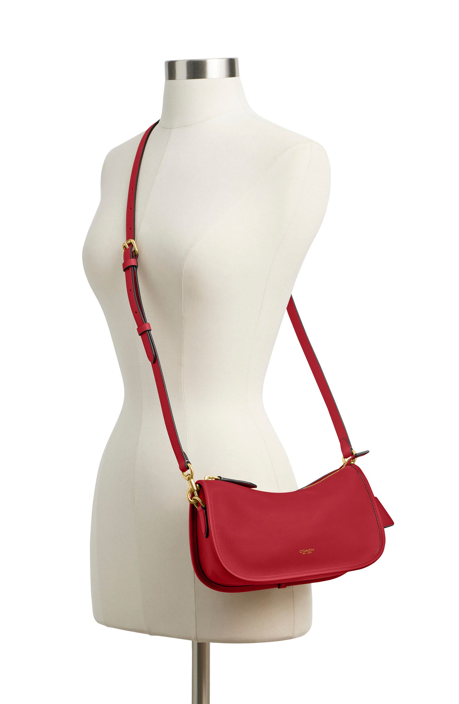 Waverly Natural Grain Leather Shoulder Bag, Alternate, color, SCARLET