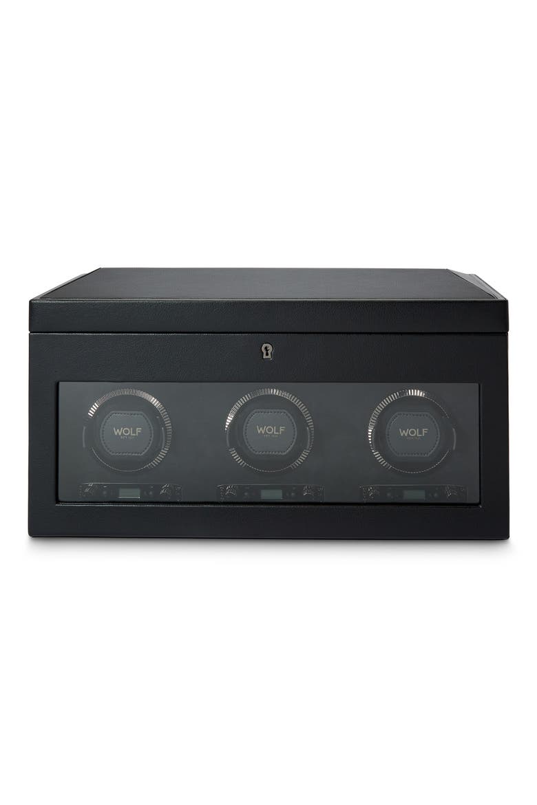 British Racing Triple Watch Winder with Storage, Main, color, Black