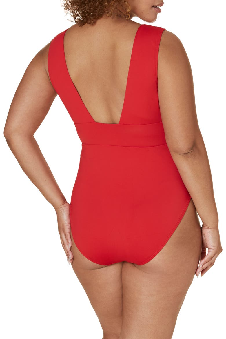 The Mykonos Long Torso One-Piece Swimsuit, Alternate, color, CHERRY RED