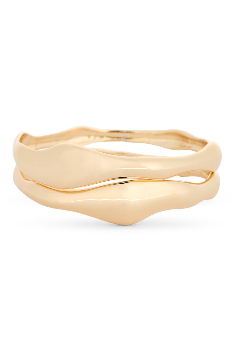 Set of 2 Organic Wavy Bangle Bracelets, Main, color, GOLD