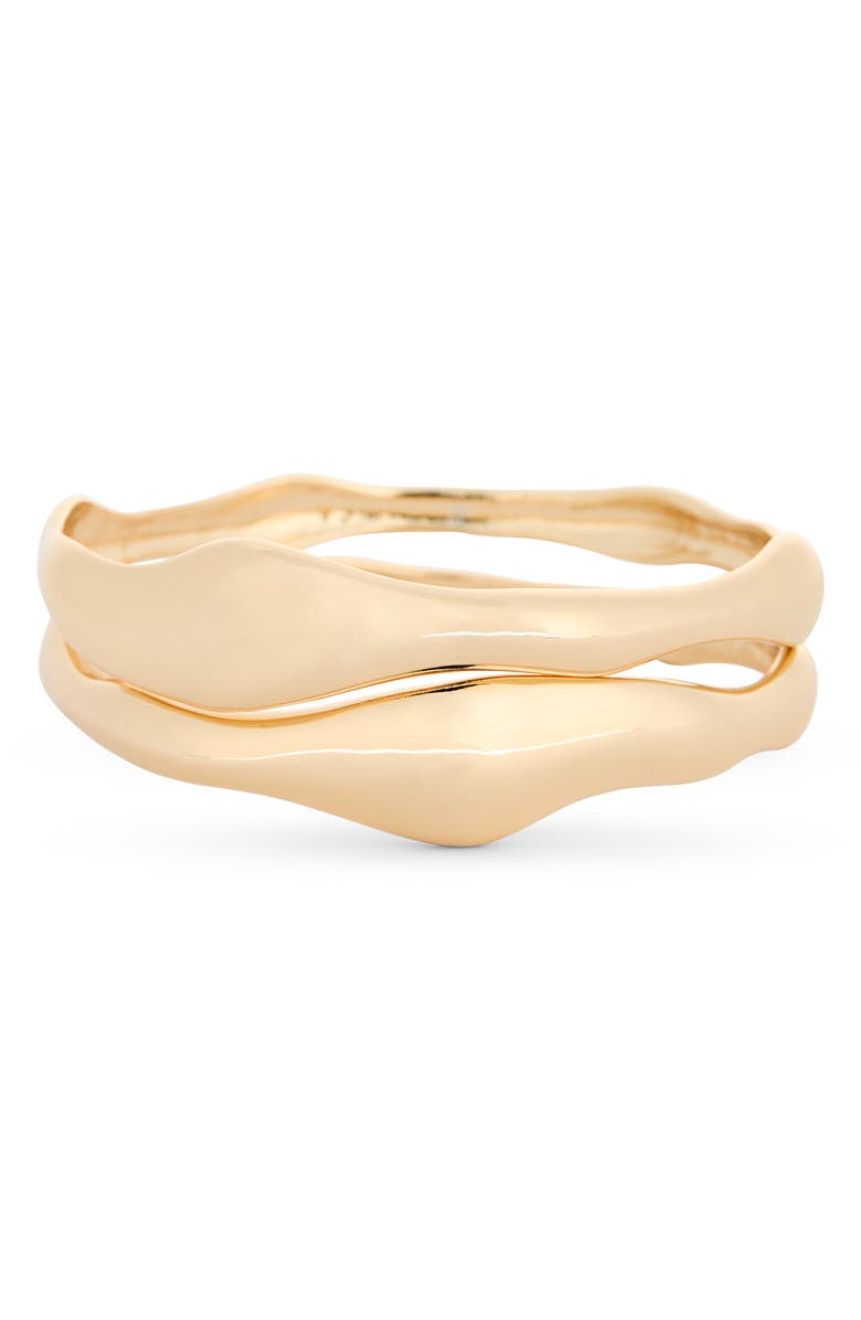NORDSTROM RACK Set of 2 Organic Wavy Bangle Bracelets, Main, color, Gold