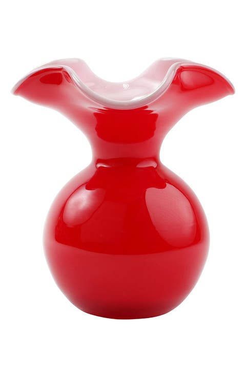 Hibiscus Glass Red Small Fluted Vase