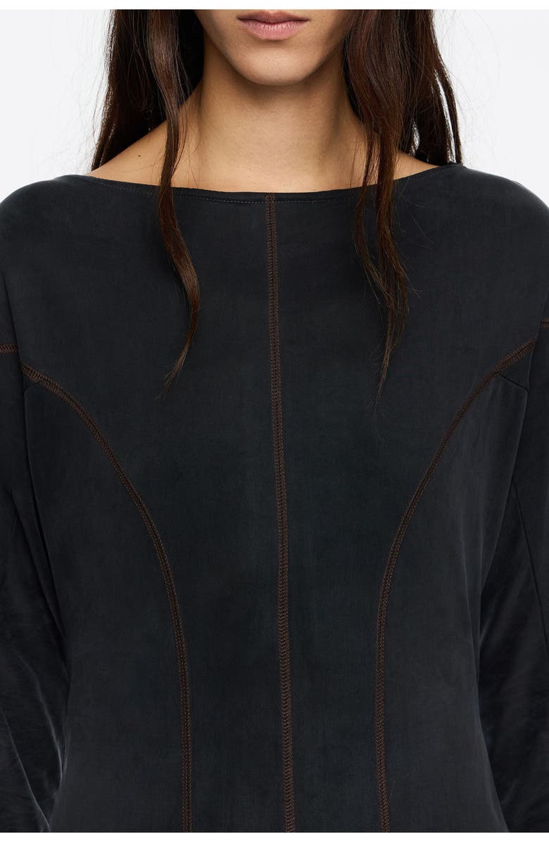 Bimba y Lola Cupro A-Line Dress, Alternate, color, Washed Black