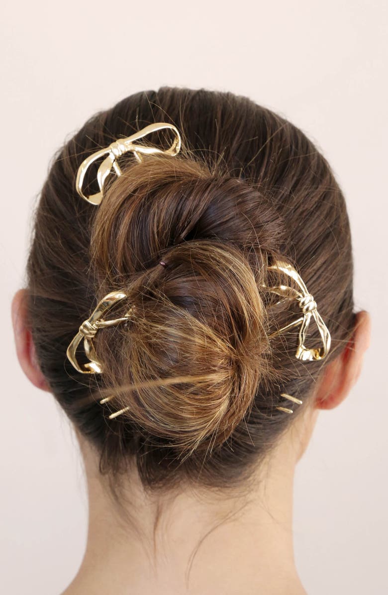 Ettika Bow Organica Hair Pin, Alternate, color, Gold