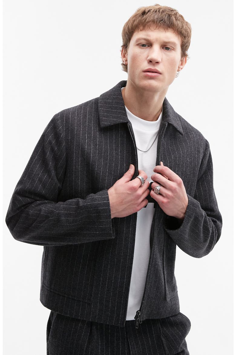 Harrington Pinstripe Wool Blend Jacket (Men) | Nordstrom