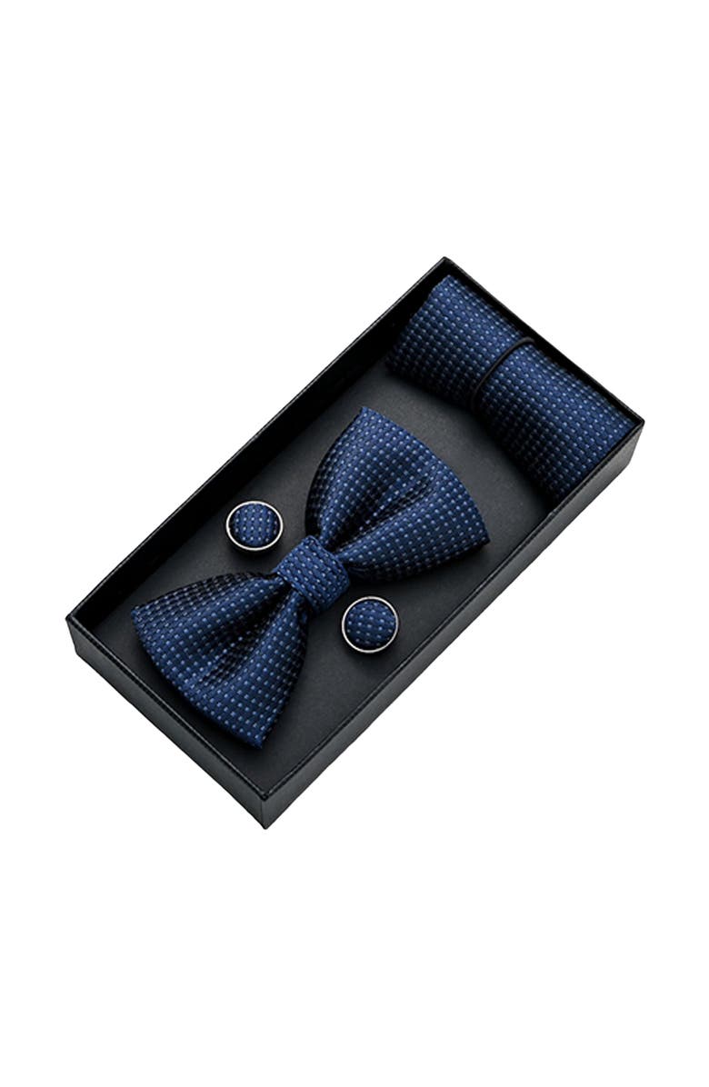 MOUSTACHE Patterned-Jacquard Bow Tie Set, Alternate, color, Navy