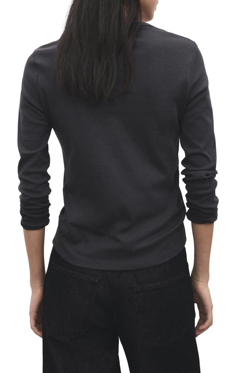 MANGO Long Sleeve Cotton T-Shirt, Alternate, color, Charcoal