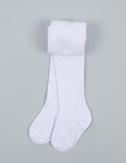 Leveret Girls Cable Knit Tights, Cotton Blend In White