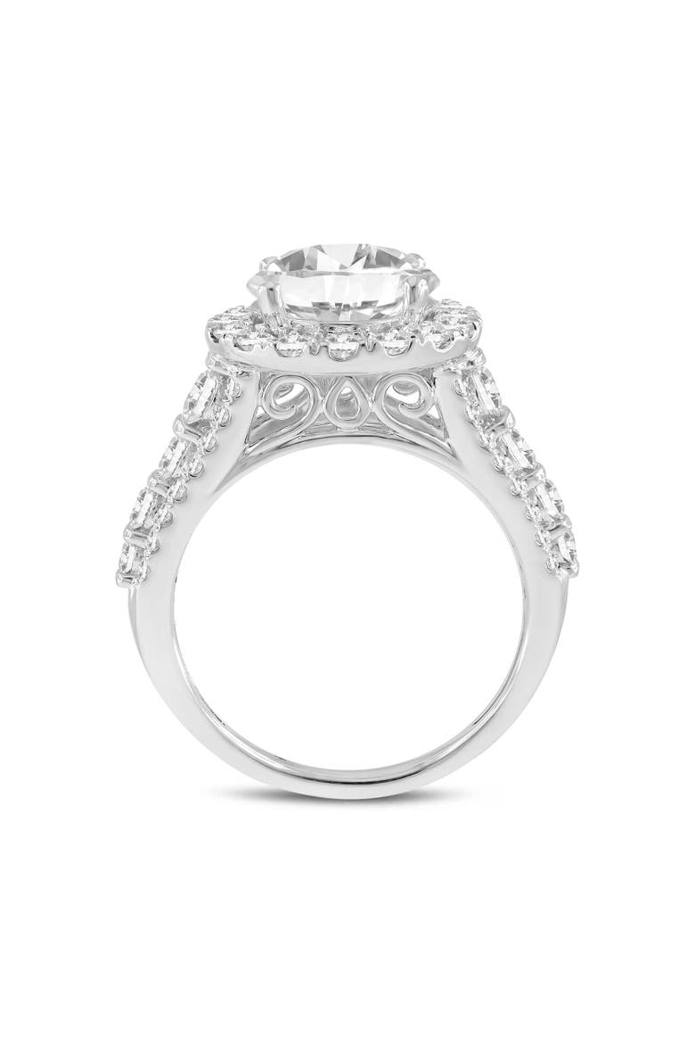 Elara 14K White Gold Round Cut Lab Grown Diamond Halo Engagement Ring - 4.45 Ct, Alternate, color, 14K White Gold