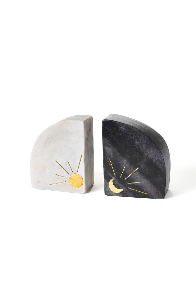 Matr Boomie Indukala Sun and Moon Marble Bookends, Alternate, color, Multicolor