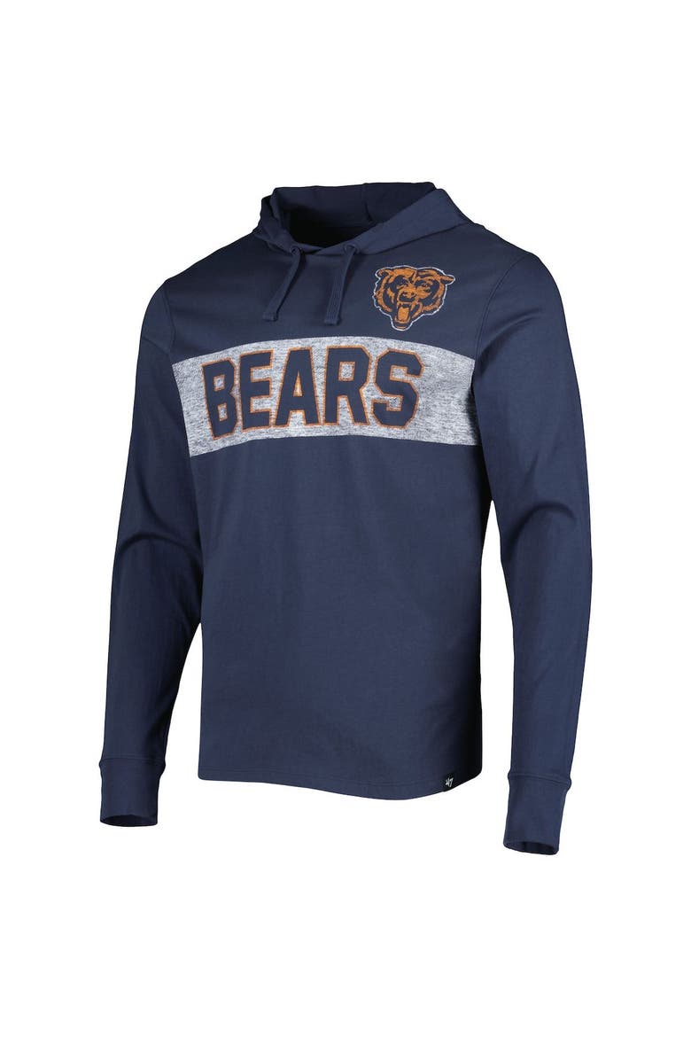 Men's '47 Navy Chicago Bears Field Franklin Hooded Long Sleeve T-Shirt, Alternate, color, Navy