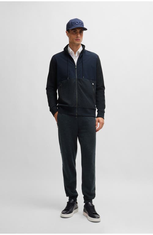HUGO BOSS BOSS SHEPHERD MIXED MEDIA FULL ZIP SWEATSHIRT 