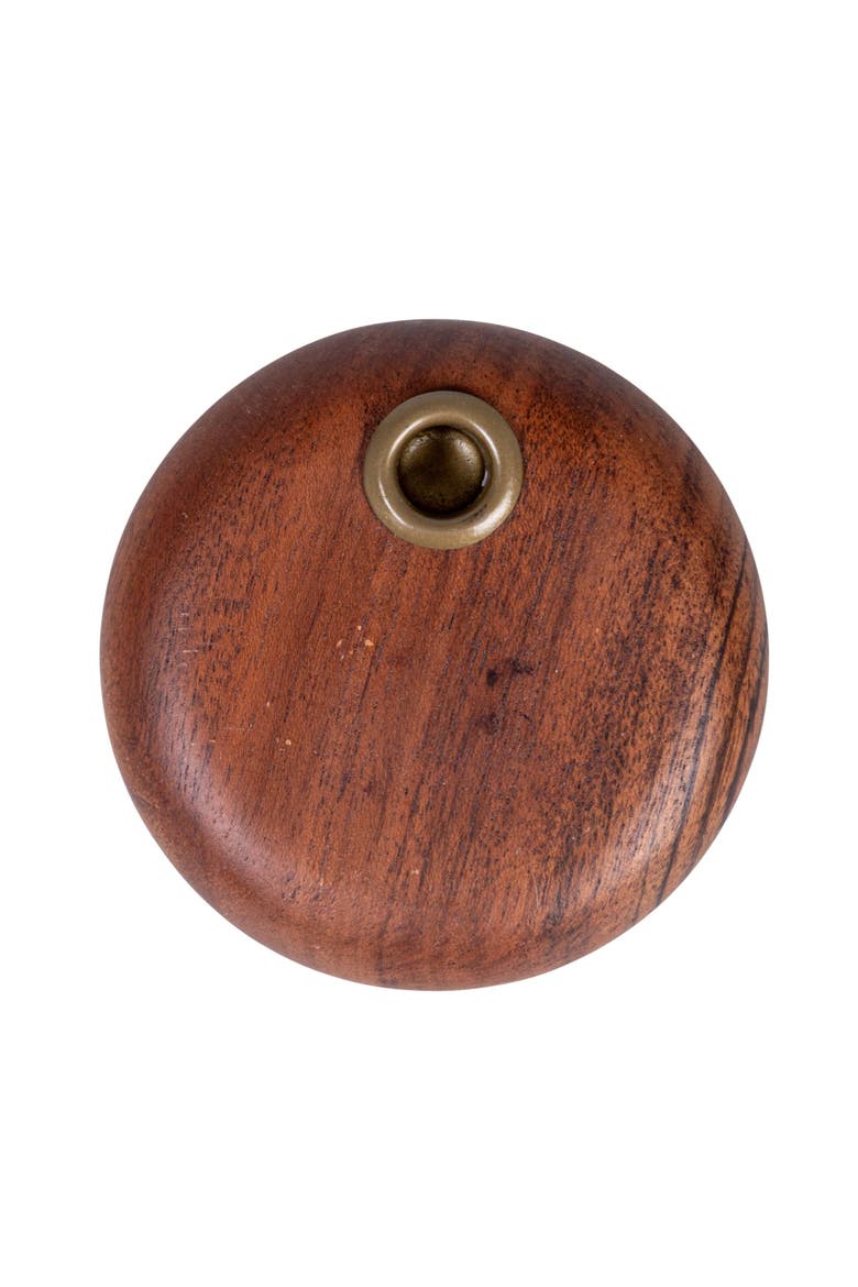 Mango Wood and Metal Taper Holder, Gold Finish and Natural, Alternate, color, Natural