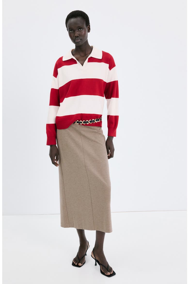 Stripe Polo Sweater, Alternate, color, RED