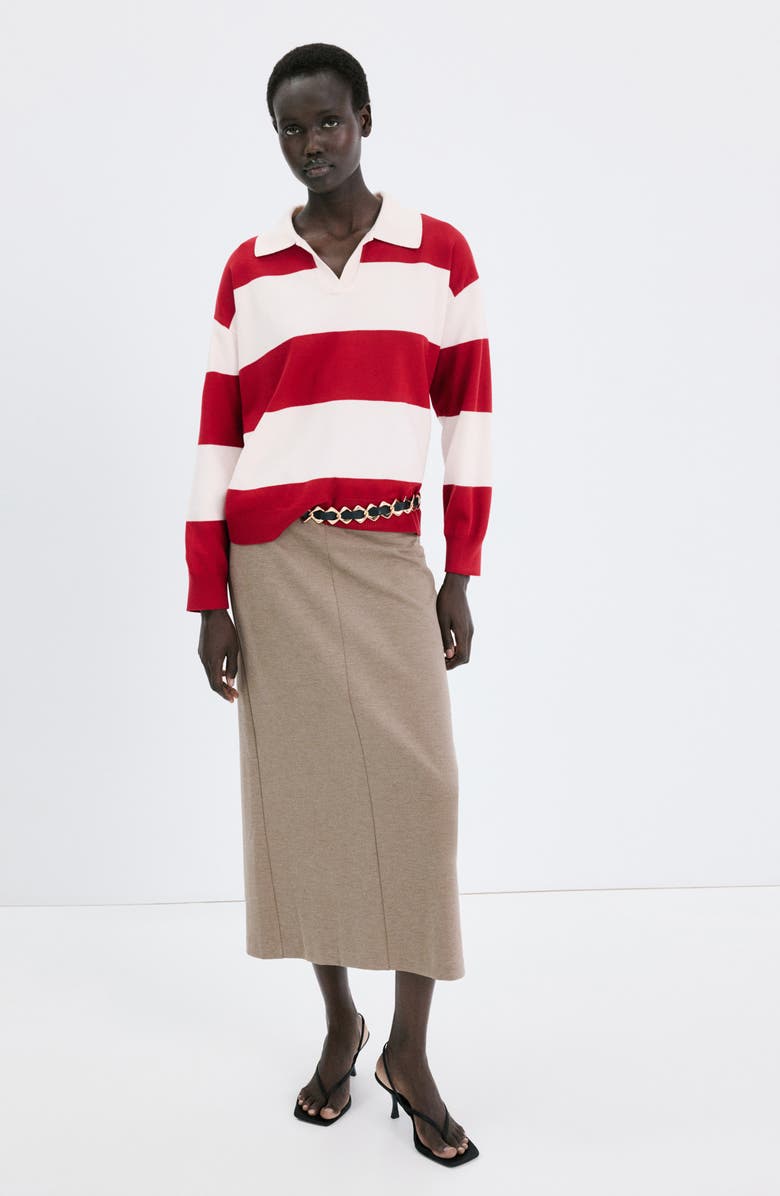 MANGO Stripe Polo Sweater, Alternate, color, Red