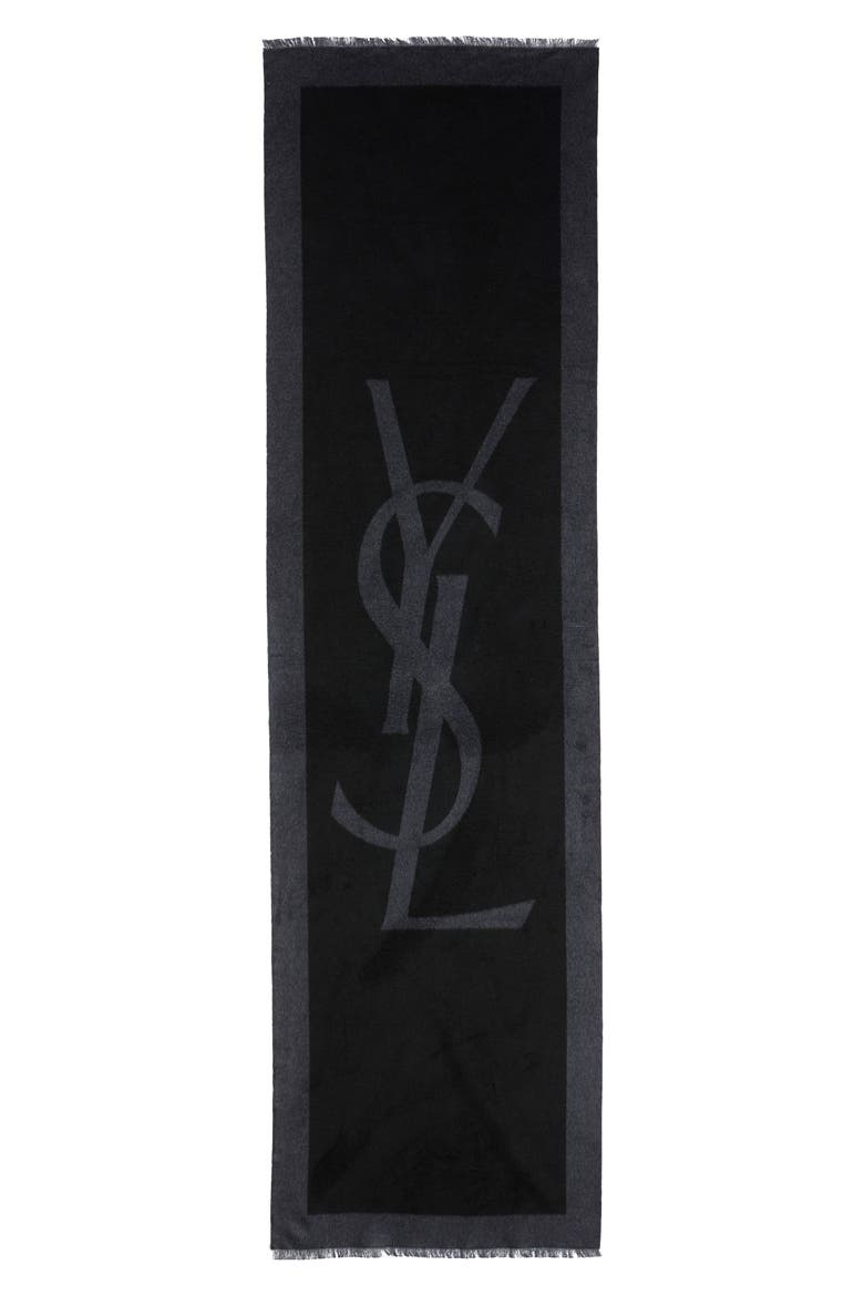 Cassandre Silk Scarf, Main, color, BLACK/ DARK GREY