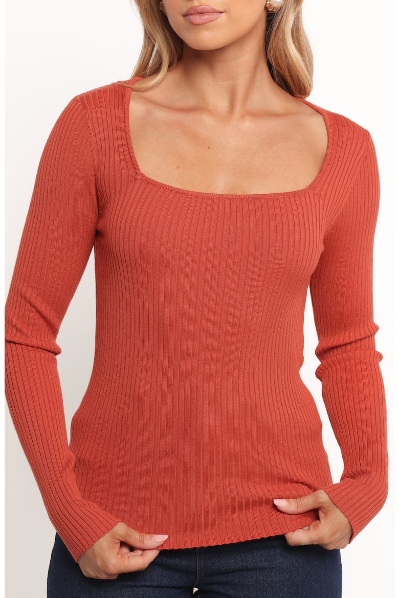 Shani Rib Top, Alternate, color, BRICK RED