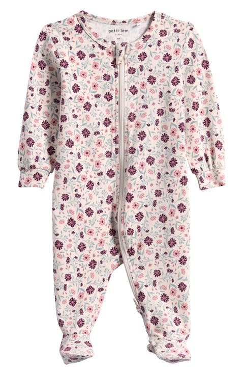 Poppy Floral Print Fitted Footie Pajamas (Baby)