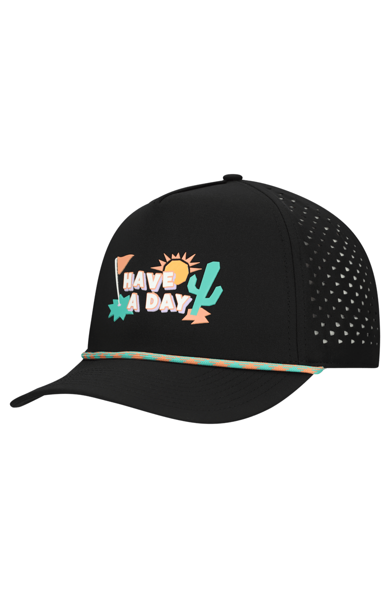 Breezy Golf Men's Breezy Golf Black WM Phoenix Open Heat Check Have A Day Perforated Adjustable Hat, Alternate, color, Black