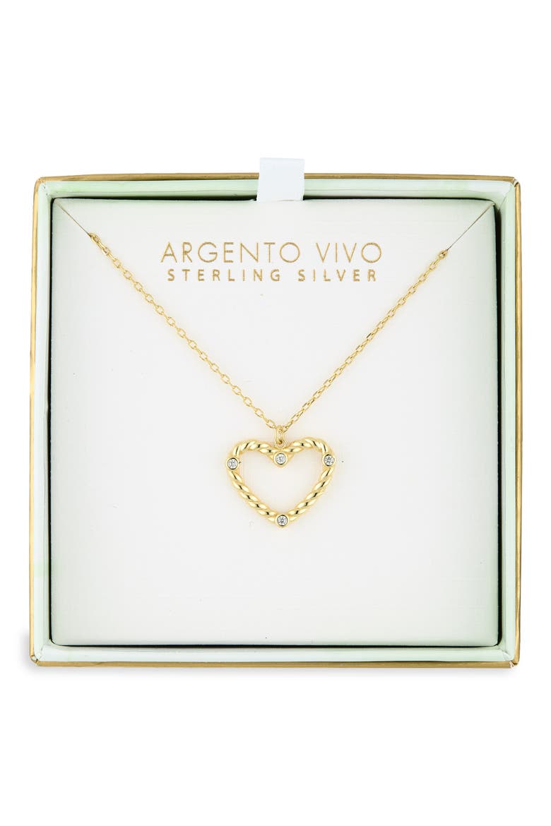 Twisted Open Heart Pendant Necklace, Main, color, GOLD