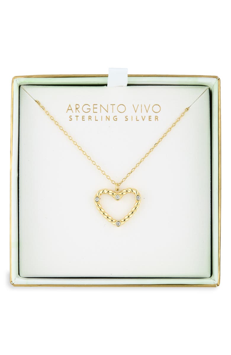 ARGENTO VIVO Twisted Open Heart Pendant Necklace, Main, color, Gold