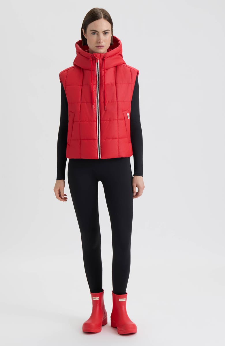 Hunter Lindsey Quilted Coated Water Repellent Vest, Alternate, color, Hunter Red