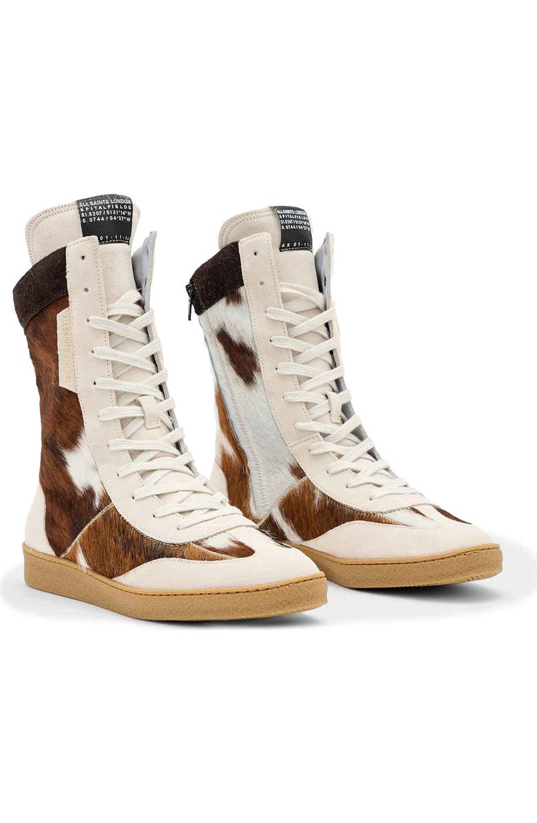 AllSaints Louise Genuine Claf Hair High Top Sneaker, Main, color, Cow Print