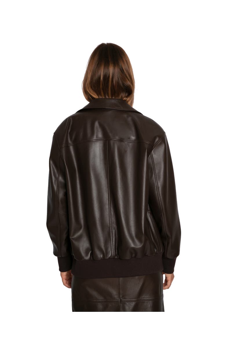 Desert Moon Leather Bomber Jacket, Alternate, color, Dark Brown
