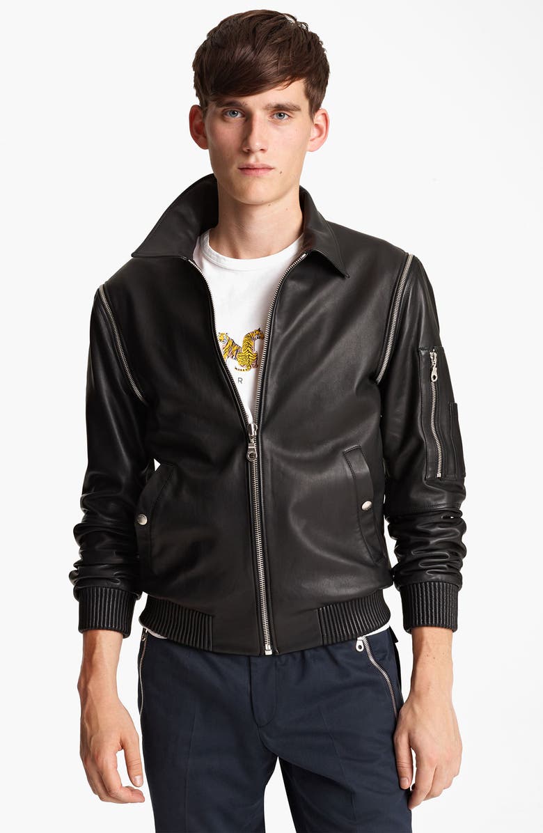 KENZO Leather Jacket with Removable Sleeves, Main, color, 