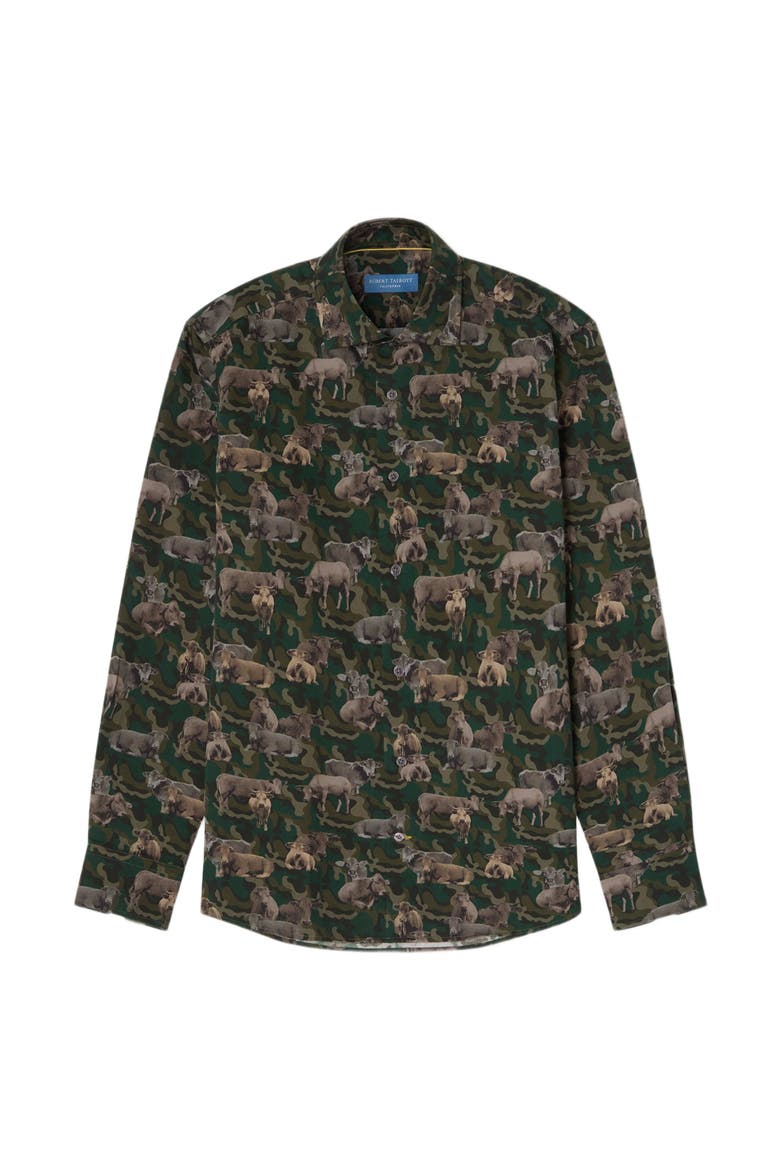 Reynolds Printed Ca-Moo-Flage Shirt, Main, color, Olive