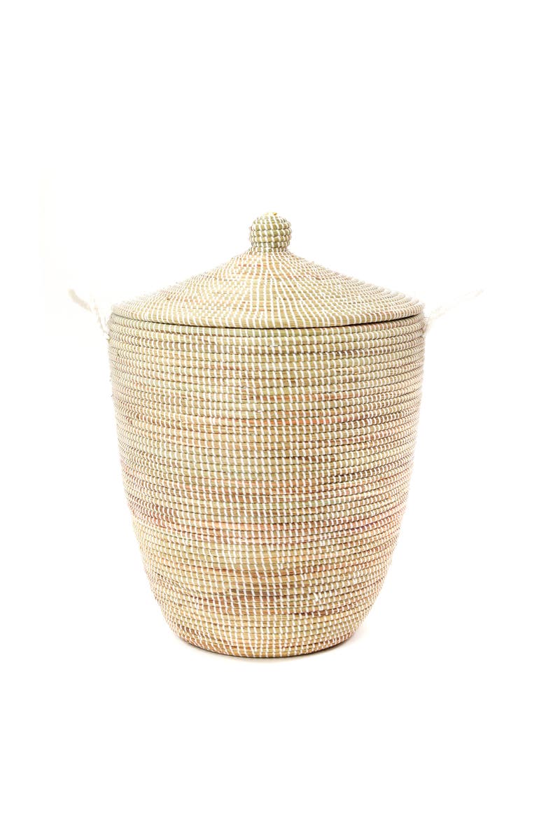 African Modern Set of Three Solid White Hampers, Alternate, color, White