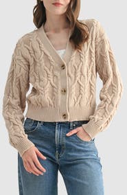 All in Favor Cable Crop V-Neck Cardigan
