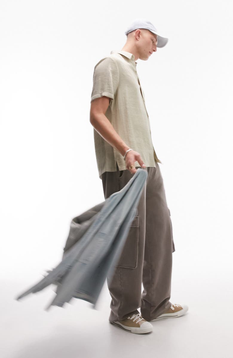 Topman Bandana Jacquard Button-Up Shirt, Alternate, color, 