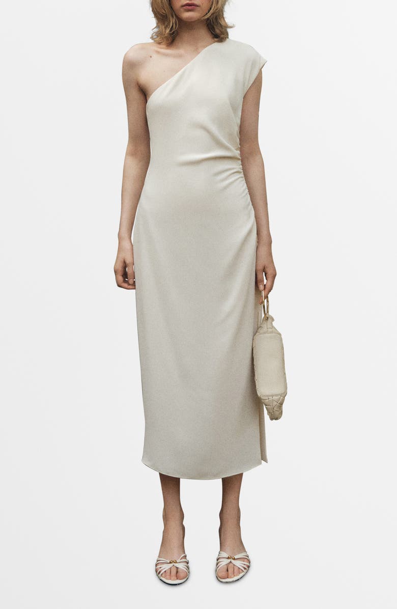 MANGO One-Shoulder Dress, Main, color, Off White