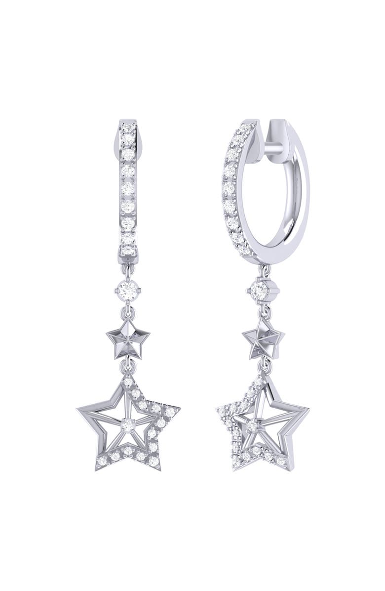 LuvMyJewelry Little Star Lucky Star Sterling Silver Diamond Hoop Earring, Main, color, 