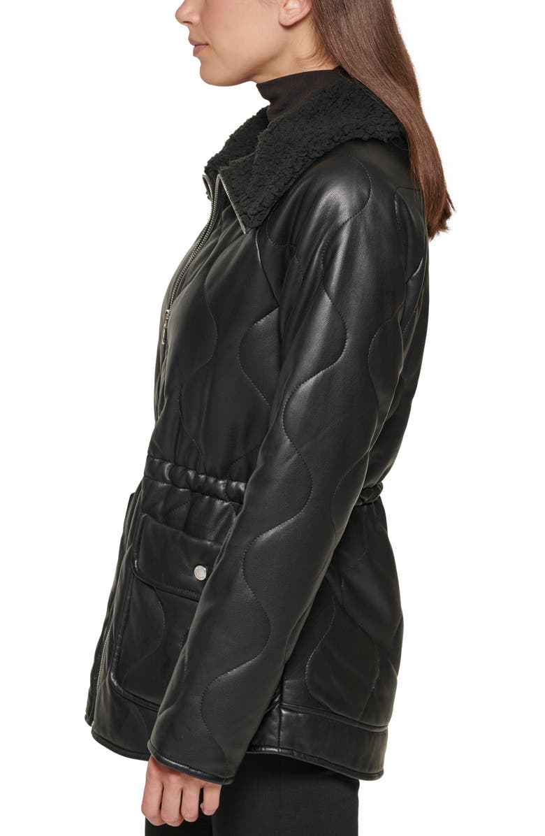 Kenneth Cole New York Faux Fur Trimmed Quilted Faux Leather Anorak Jacket, Alternate, color,